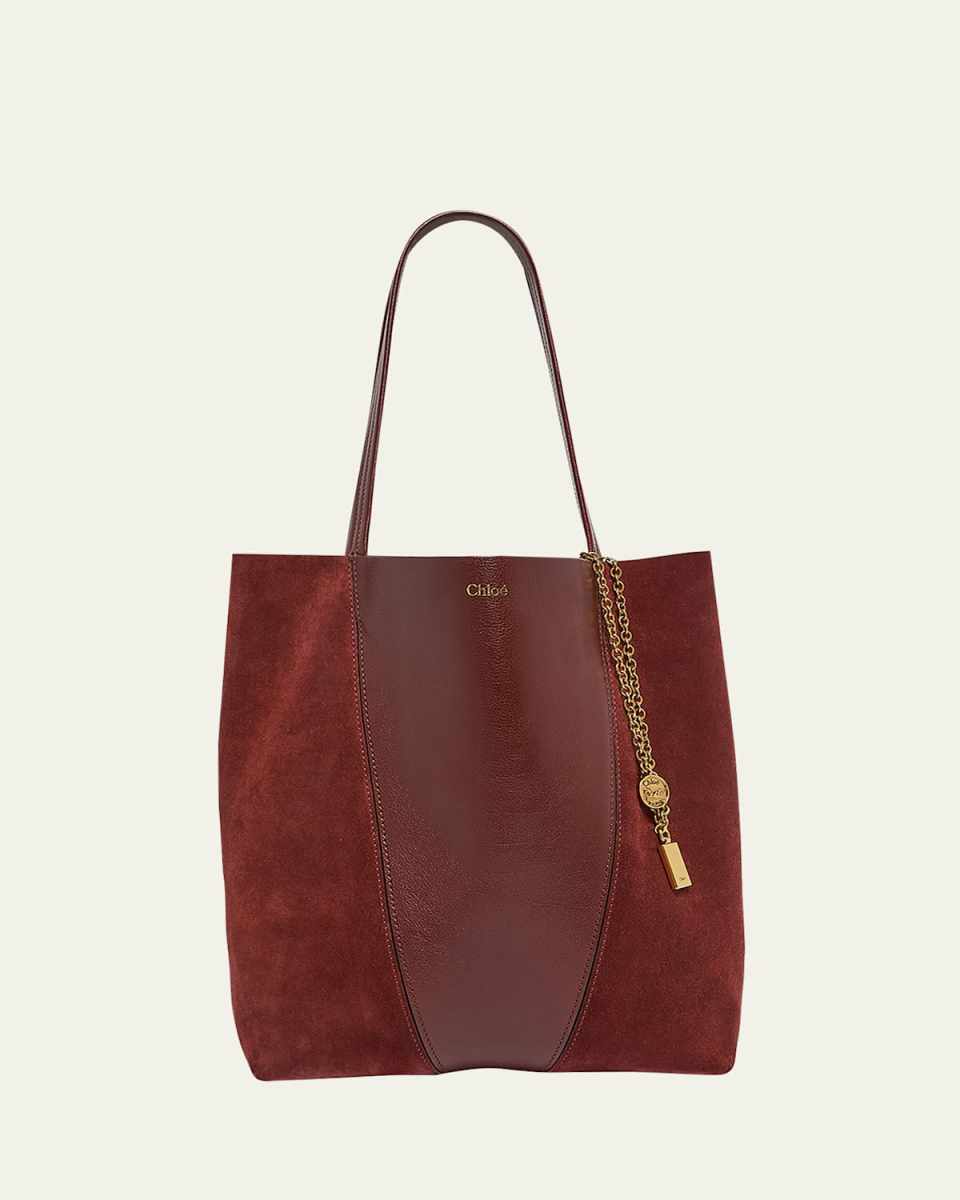Spin Tote Bag in Grain Leather & Suede